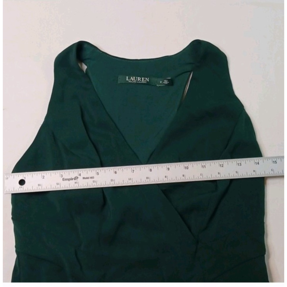 Ralph Lauren Women's Evening Green V Neck Dress With Slip Sz 2 - Picture 2 of 7